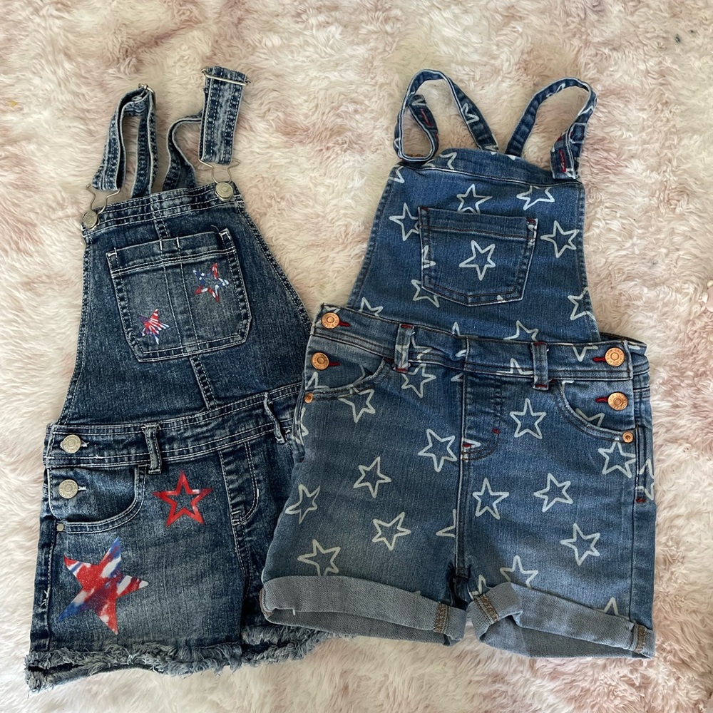 2 pcs bundle set #5-Cat & Jack Blue Denim jumper with White Stars